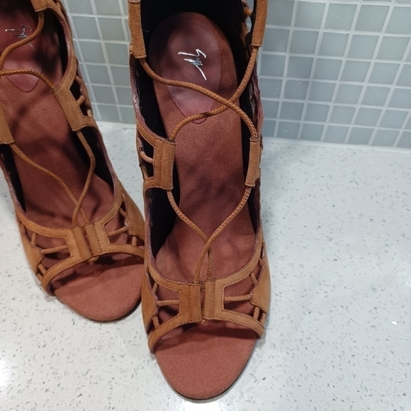 Giuseppe Zanotti lace up scalloped gladiator suede boots sandals heels - Picture 5 of 12